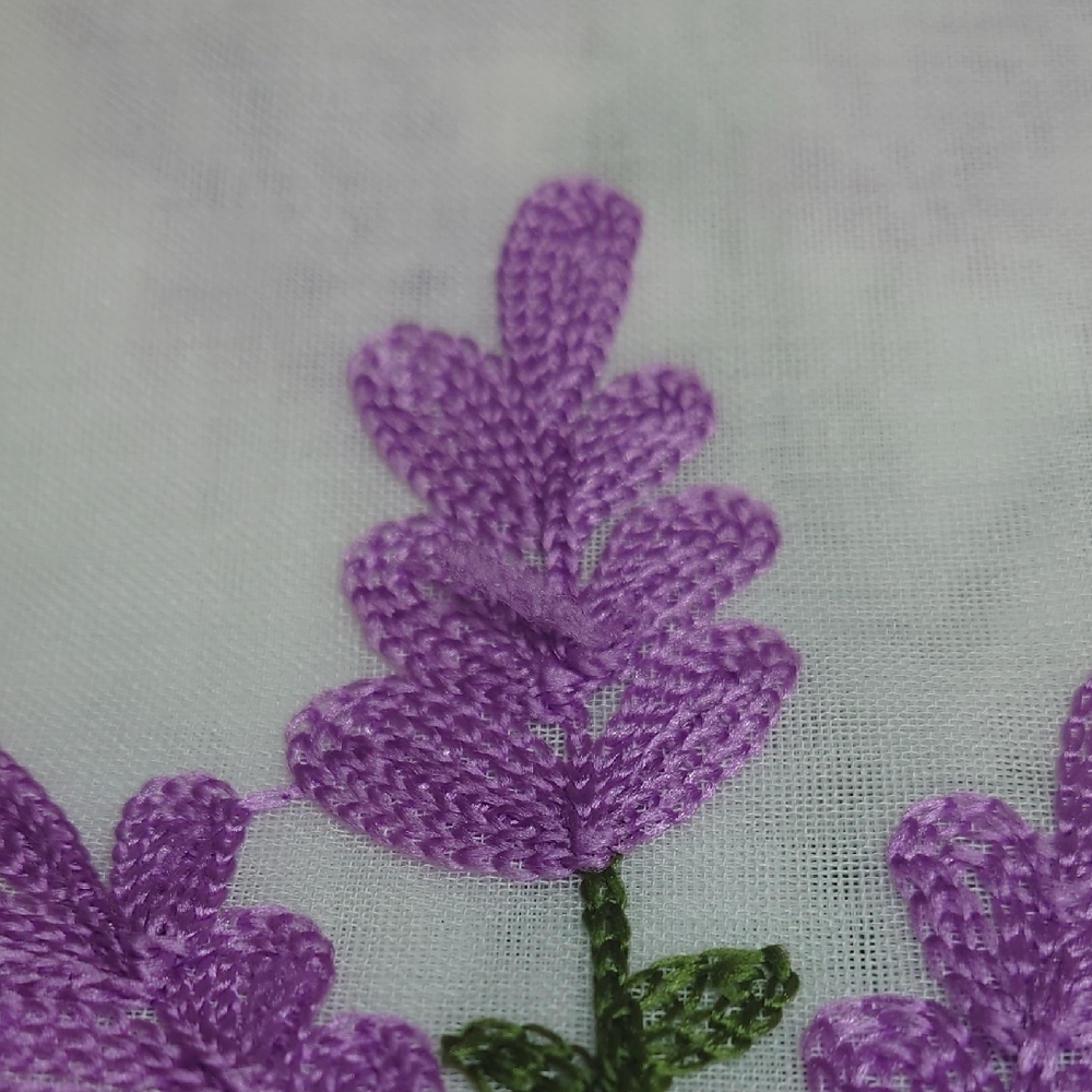 Floral White Sheer Curtains Purple Lavender Flower - Picture 6 of 7
